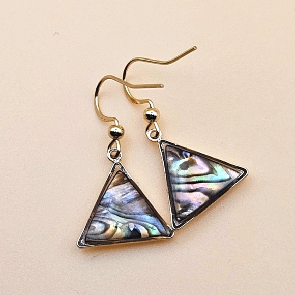 🐚NEW! Elegant Abalone Triangle Earrings - Picture 3 of 5